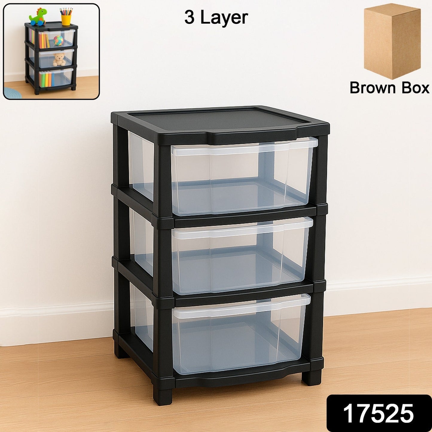 3-Layer Classic Transparent Drawer Storage Organizer